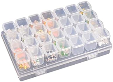 ZZZYW 28 Slot Caixa de armazenamento de barra de contas de plástico transparente para ferramentas de unhas Caixa de armazenamento de exibição de jóias de jóias