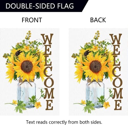 Surfapans Summer House Flag Sunflower 28x40 polegadas de dupla face fora do frasco de pedreiro bem -vindo ao ar livre grande varanda