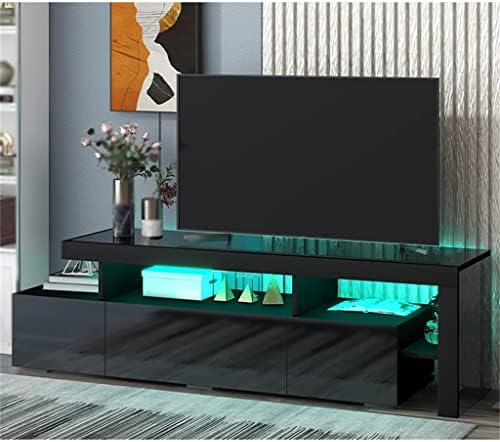 Wetyg Contemporary 16 cores Luzes LED Cabinete de TV Stand UV Centro de entretenimento de acabamento brilhante 70 polegadas TV