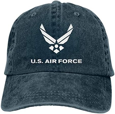 Fun Doge Feaiyea Denim Cap US Air Force Baseball Bon Cap Sports Classic Ajusta para homens Hat, Marinha, Tamanho único