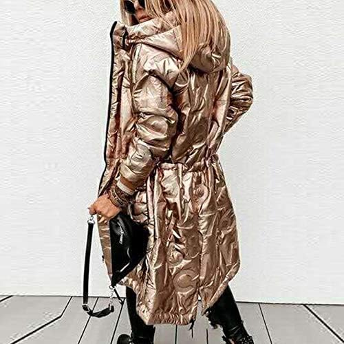 Mulheres inverno quente engrosse algodão casaco de algodão elegante com capuz Slim Fit Long Outwear com bolsos