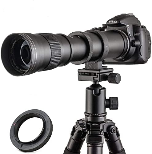 Jintu 420-800mm f/8.3 HD Lens de câmera telefoto manual para Nikon SLR D5600 D5500 D5300 D5200 D5100 D3500 D3400 D3300 D3100 D3200 D7500 D7200 D7100 D750 D90