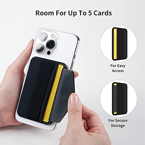 Sinjimoru Soft Elastic Band Grip Phone Wallet para MagSafe, portador magnético do iPhone 14 Cards 5 Cartões para a parte traseira da caixa de telefone celular para iPhone 14, 13 e 12 Series. M-banda M-banda cinza