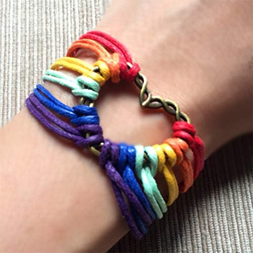 Pulseira de arco -íris jinyu com coração, joalheria lésbica Bracelete do orgulho do arco -íris e presentes lésbicos perfeitos