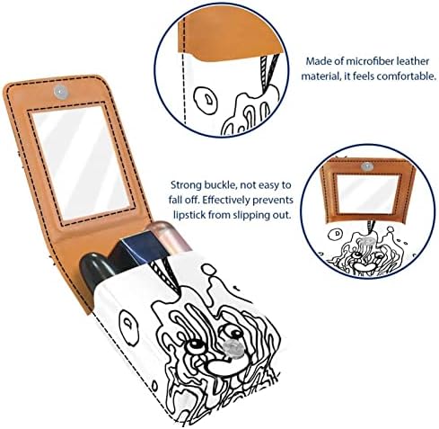 Bolsa de batom de batom de maquiagem de oryuekan com espelho portátil de armazenamento portátil de armazenamento de armazenamento de bolhas de armazenamento labial, bolhas de banho abstrato de desenho animado
