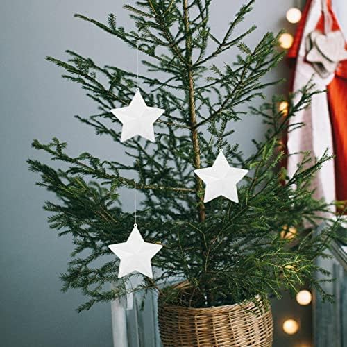 PretyZoom 10pcs Estrela de Natal Ornamentos em branco estrelas de corte de árvore de natal Tag Pingente de Natal Tree Tree Topper
