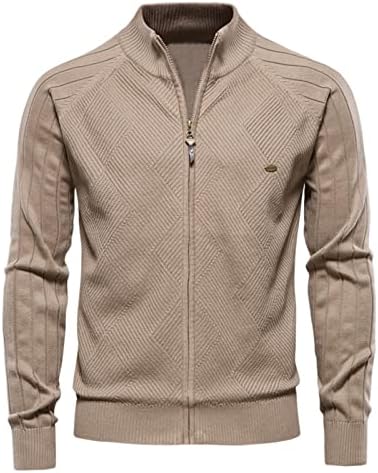 Mens zíper casual colorida sólida lapela jacquard sweater quente cardigan casaco masculino cardigã do estilo