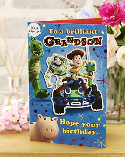 Cartão de aniversário neto de saudações do Reino Unido - cartão de aniversário pop -up - cartão de aniversário da história da brinquedação - cartão de aniversário da Disney - cartão de aniversário infantil