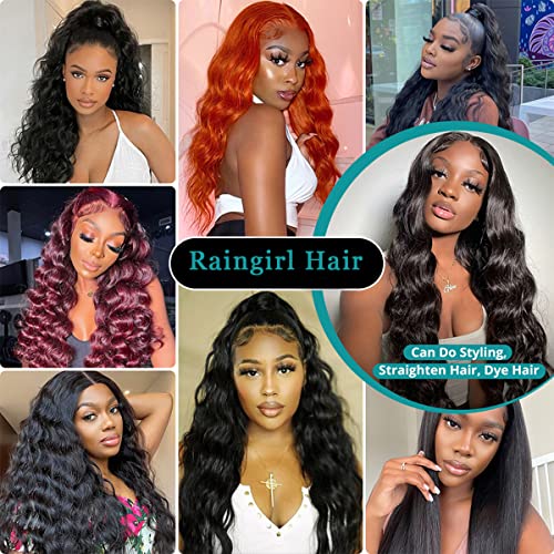 Raingirl 28 polegadas de onda profunda solta Lace Front Wigs Human Human para mulheres negras 13x4 H-D Lace solta onda profunda peruca