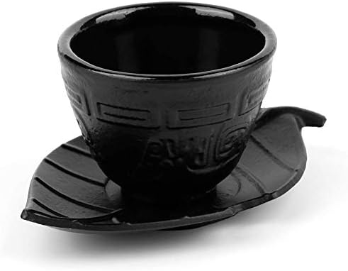 Conjunto de xícaras de chá em estilo japonês, copo de caneca de chá de ferro fundido vintage com montanha -russa de forma de folha de
