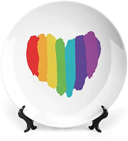 Coração de arco-íris Design vintage Placa de decoração de ossos da China com placa decorativa de stand redondo home Wobble-Plate