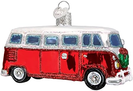 Ornamento de vidro de Natal do Velho Mundo com gancho S e caixa de presente, coleção de automóveis