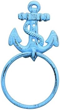 Decoração náutica artesanal rústica azul claro ancoragem de ferro fundido 8.5 - decoração de ferro fundido - a