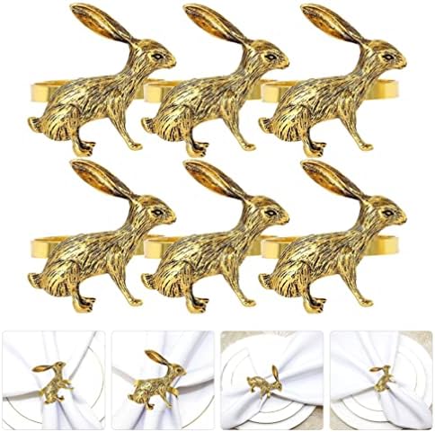Cabilock Decoração de casamento chinês Bunny Nardar titular 6pcs Easter Bunny Napkin Rings Rabbit Ring Ring Portadores de guardanapo