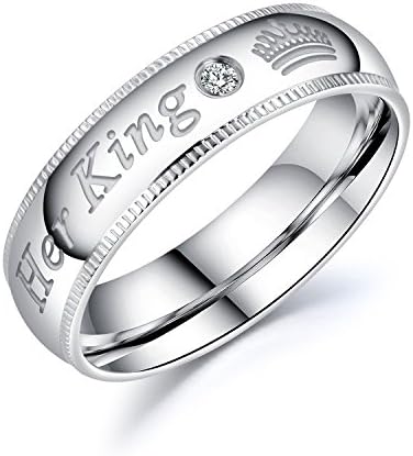 Moda com antecedência 2pcs prata correspondente casal promessa anéis coloca sua rainha seu rei rei