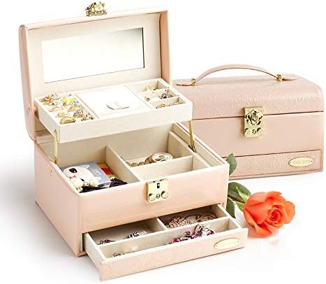 Caixa de jóias de jóias MJCSNH Caixa de armazenamento de jóias, bolsa de armazenamento de jóias de viagem, caixa de armazenamento de
