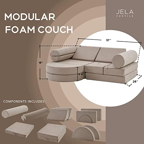 Jela Kids Couch 14pcs Luxo, sofá de piso móveis modulares para adultos, brincadeiras para crianças bebês, sofá de espuma modular, sofá secional modular