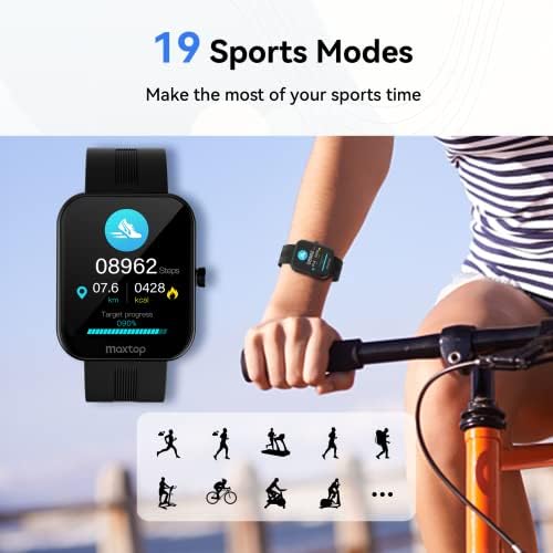 Maxtop Smart Watch for Mulher Men, rastreador de fitness de tela de toque de 1,69 para iPhone Android Phone IP68 impermeável, relógio