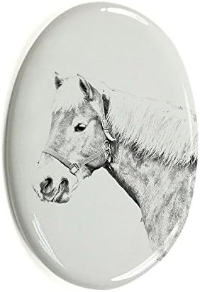Art Dog Ltd. Haflinger Fohlen, lápide oval de azulejo de cerâmica com uma imagem de um cavalo