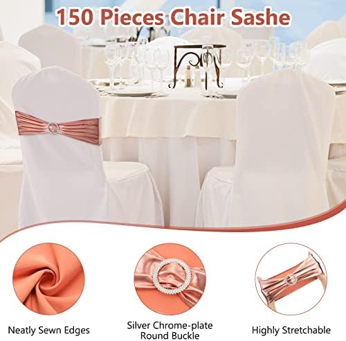 Chengu 150 peças spandex cadeira de cadeira de cadeira de armas de cadeira elástica bandas de cadeira elástica laços com slider