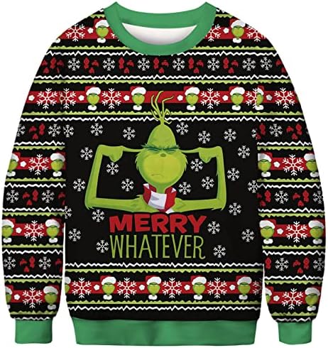 Aluwu Kids Christmas Sweatshirt Funny 3D Xmas Pullover para meninos meninas tamanho 4-14T