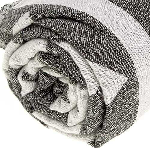 Bersuse algodão Uxmal Dual Camada Toalha Turca - 37x70 polegadas, preto