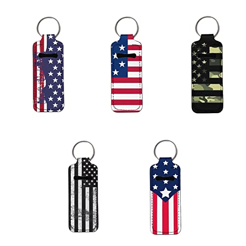 Jeiento American Flag Clip-On Chapstick mangas, chaveiro de batom de chaveiro Chapstick Bolsa Lip Balm Holder Acessórios
