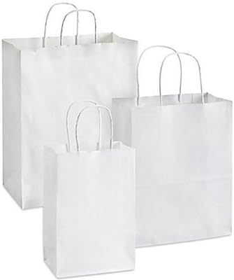 Office Max Metallic Silver Glosty Kraft Sacos de papel, 8 x4,75 x10 250 pcs compras, mercadorias, festas, sacolas de presente