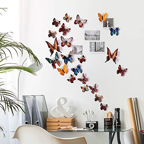 Amaonm® 24pcs 3d Vivid Especial Especial artificial Butterfly Art Diy decoração adesivos de parede decalques decoração de berçário,