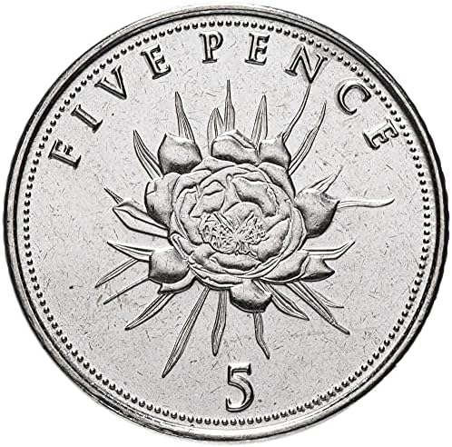 Gibraltar 5 Penny Coin Plant Flor Queen Avatar Coleção de Coinções Estrangeiras Coin Comemorativa