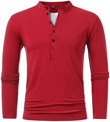 Gdjgta masculino outono de inverno de inverno de botão redondo pescoço falso de duas peças Design de cores sólidas Casual Manga longa Camista de manga curta