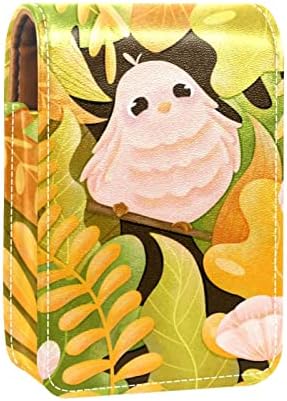 Caixa de batom de Oryuekan, bolsa de maquiagem portátil fofa bolsa cosmética, organizador de maquiagem do suporte do batom, cartoon folhas tropicais pássaro flor