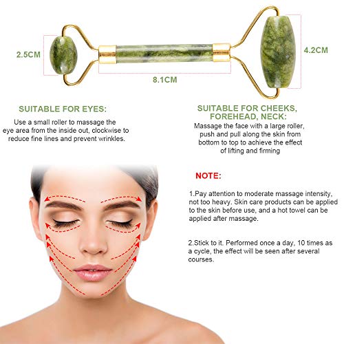 Massageador de rolo de jade natural Guasha Skin Skin Skin Set Stone Facial Pedra Firmante Face Antienvelhigh Eyes Puffy Olhos Massageador Anti rugas