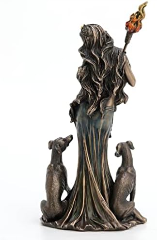 Design Veronese 9 1/4 polegada de altura Hecate Grega deusa da magia com seus cães de cães de resina bronzeada escultura bronzeada