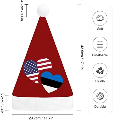 Estônia bandeira dos EUA chapéus de natal com chapéu de natal para adultos para férias
