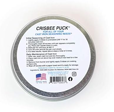 CRISBEE PUCK® Ferro fundamental e tempero de aço carbono - Família fabricada nos EUA - o óleo de ferro fundido e o