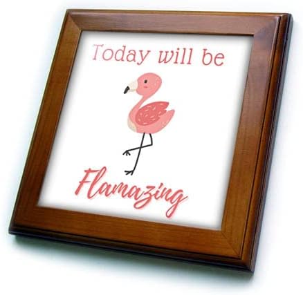 Imagem fofa de 3drose de flamingo com texto - azulejos emoldurados