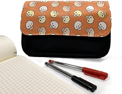Caixa de lápis de caveira lunarável, desenho animado assustador de Halloween, bolsa de lápis de caneta com zíper duplo, 8,5