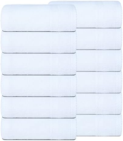 Glamburg Ultra Soft 12 peças conjuntos de panos 13x13- algodão - toalhas de rosto duráveis ​​e altamente absorventes - ideal para uso em banheiro, cozinha, academia, spa e limpeza geral - branca
