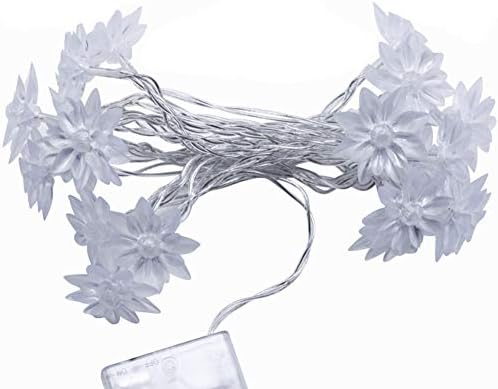 Luzes de corda de flores Shangyan, 3,9 pés 10 LEDs Luzes decorativas internas/externas de cordas, bateria, operação de bateria e externo para chrismas, festa, casamento, pátio, decoração de jardim, branco quente