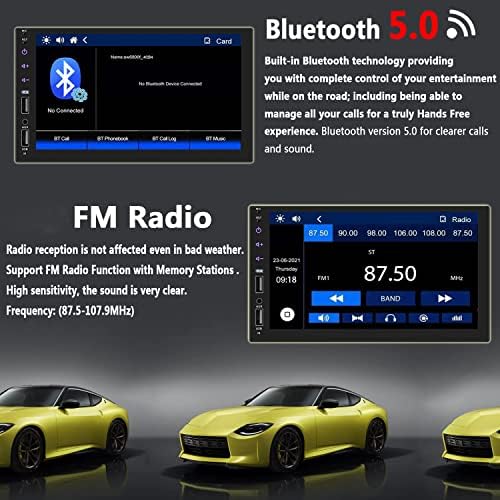Double Din Car Stéreo Compatível com Apple CarPlay e Android Auto, 7 polegadas de tela de toque capacitiva Full HD
