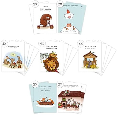 Cartões de cartões de Natal religiosos de Aly Lou, cartões de felicitações católicos definidos com envelopes e focas)