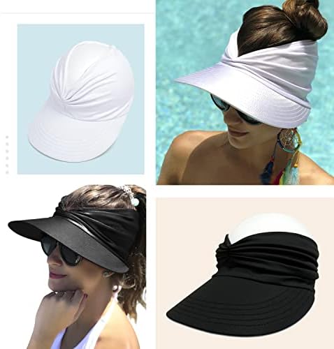 Chapéu de viseira solar para mulheres, lapidado com a praia de verão ampla com proteção UV para tênis de golfe esportivo