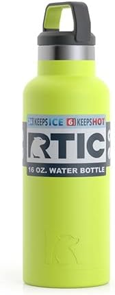 RTIC 16 onças de garrafa de água isolada a vácuo, isolamento de parede dupla de aço inoxidável de metal, balão térmico reutilizável e sem vazamento para bebidas quentes e frias, viagens, esportes, camping, citros cítricos