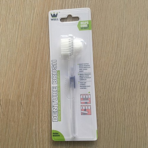 Escova de prótese curada de dentadura Fossa de limpeza de dentes falsos escova de dentes de dupla face 3pcs