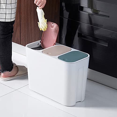 Lixo de lixo de zukeeljt lata de cozinha doméstica lixo pode secar e molhar o banheiro de separação com tampa de lixo de capa de bombas de barris de barris lata