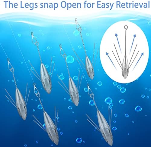 7 PCs Sputnik Slikes Surf Fishing de cauda longa em aço inoxidável Pesos de pesca de aço de pesca de aranha para pesca de água