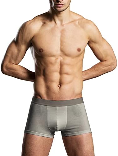 Boxers para homens Boxer masculino Cantura elástica de cor confortável cor sólida tamanho grande de algodão masculino