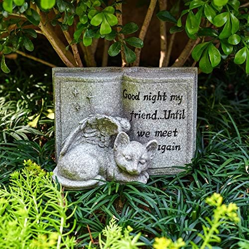 Pedras Memoriais de Angel Cat, marcadores de pedra de gato adormecido para sempre em nossos corações. Cat Angel Fatuine