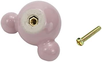 Utalind 2 pcs gaveta de berçário botões de cerâmica maçanetas de animais fofos, botões decorativos para crianças, com parafusos, urso rosa